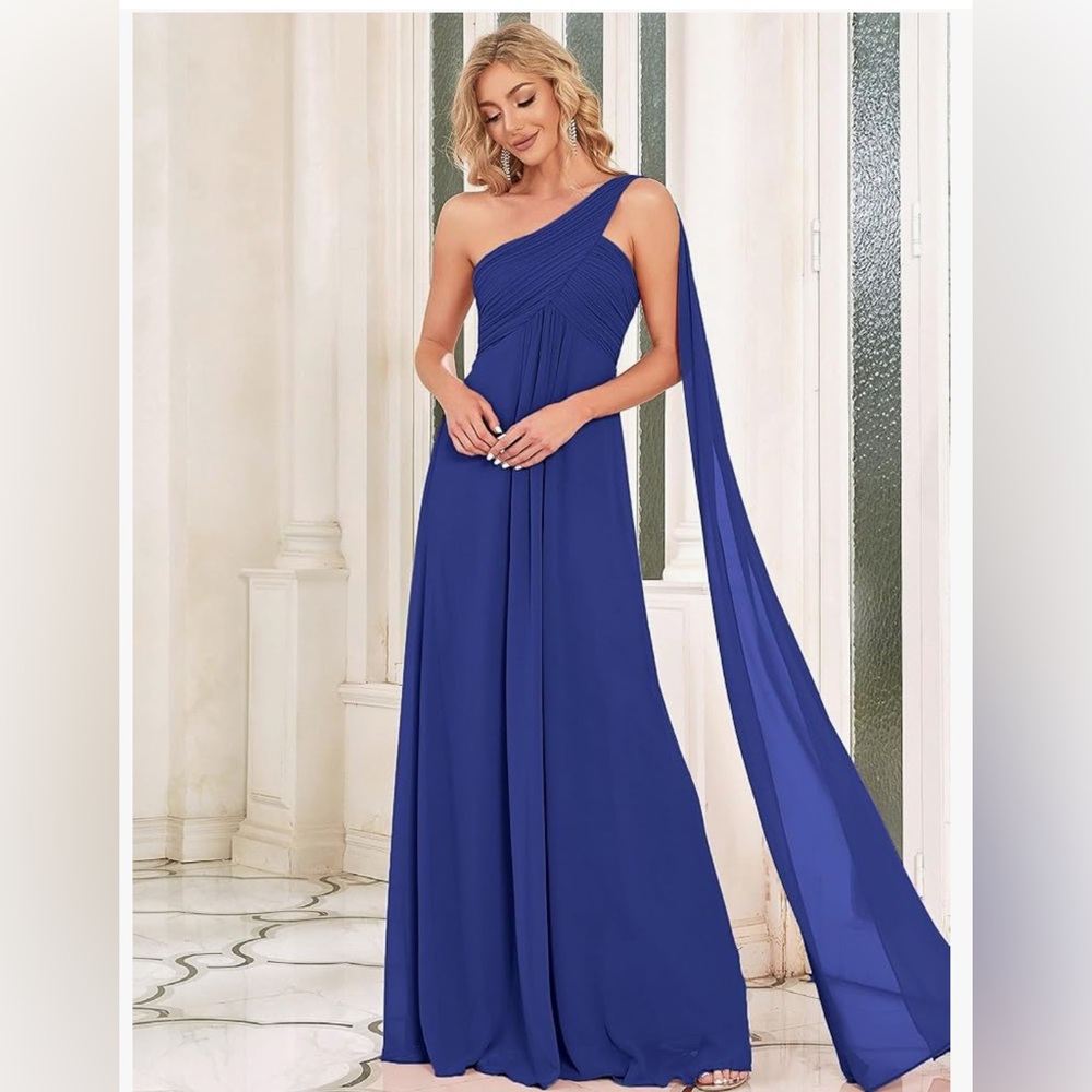 Ever Pretty One Shoulder Blue Dress